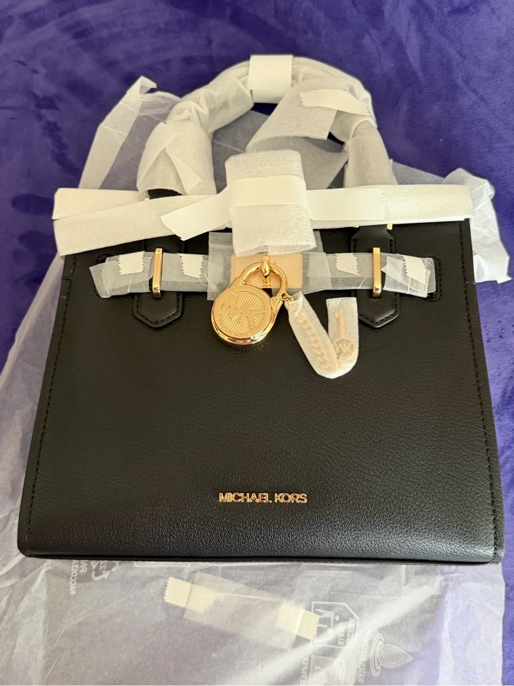 Michael Kors Hamilton Small Leather Satchel with Gold Accents